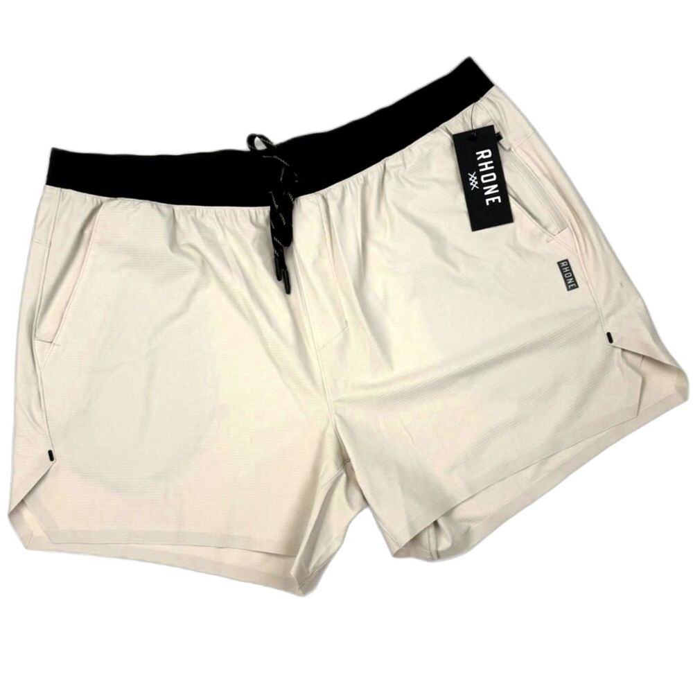 Rhone Men's Invictus Ripstop Athletic Shorts Cream XXL NWT